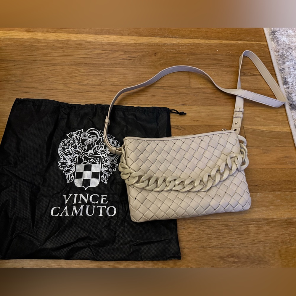 Vince Camuto Cream Woven Chain Shoulder Bag